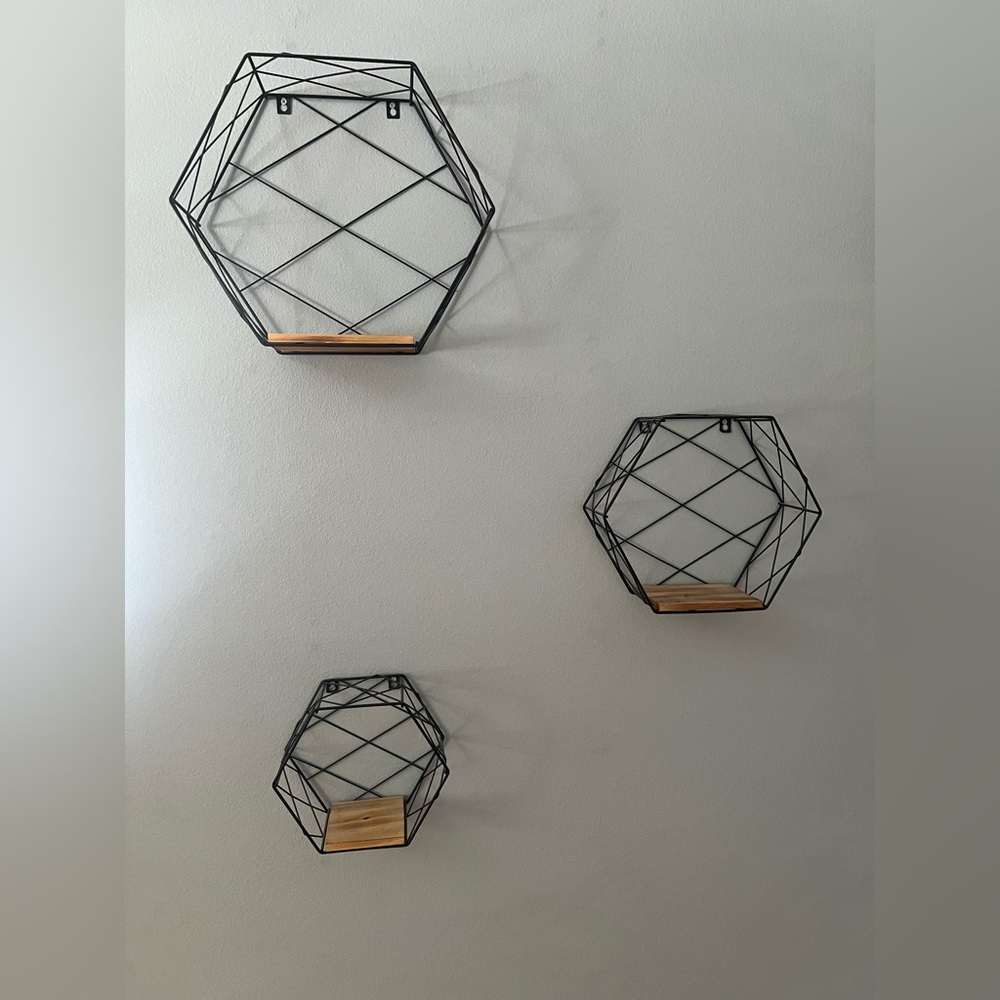 Geometric Black and Brown Wall Shelves